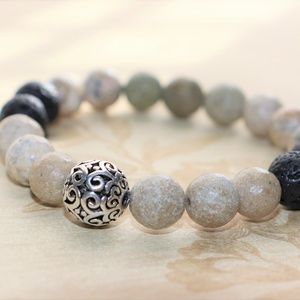 ❌Sold Out❌White Opal and Lava Gemstone Bracelet